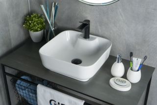 Раковина Gid N9443 51154 накладная белая 41x41x15